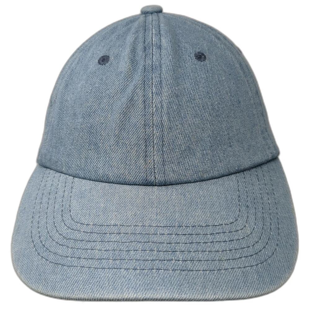 Ethos Baseball Cap Blue One Size Denim Adjustable Slideback Curved Brim Hat